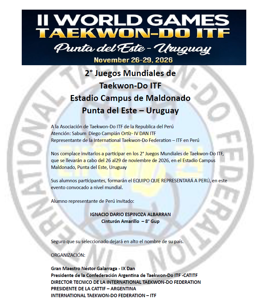 Carta de invitación a los II World Games