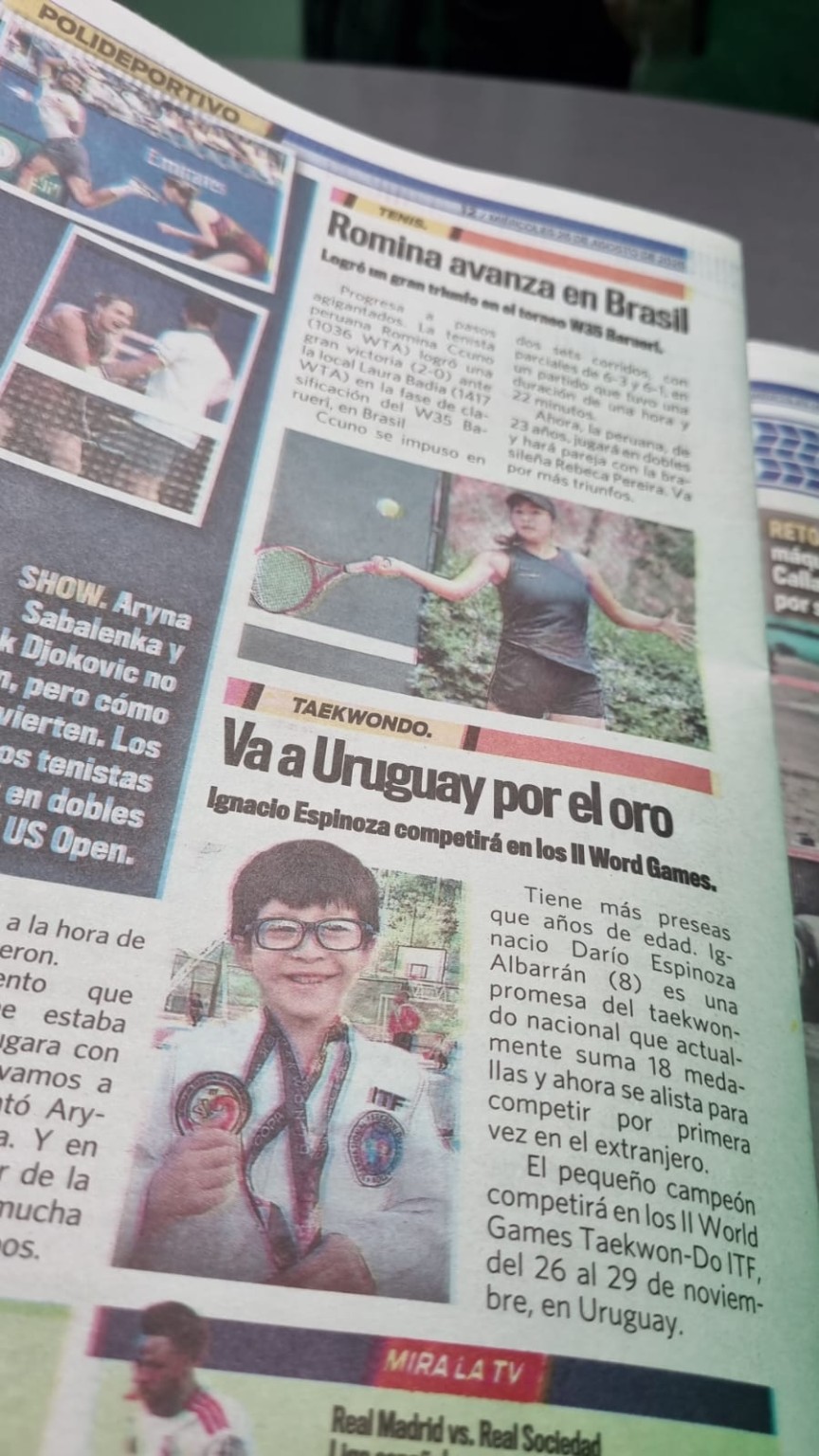 Nota del diario El Diez titulada Va a Uruguay por el oro sobre Ignacio Espinoza